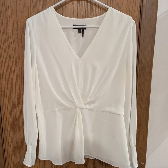 Donna Karan V Neck Twist Front Top (Linen White)-Size Medium - Picture 1 of 4